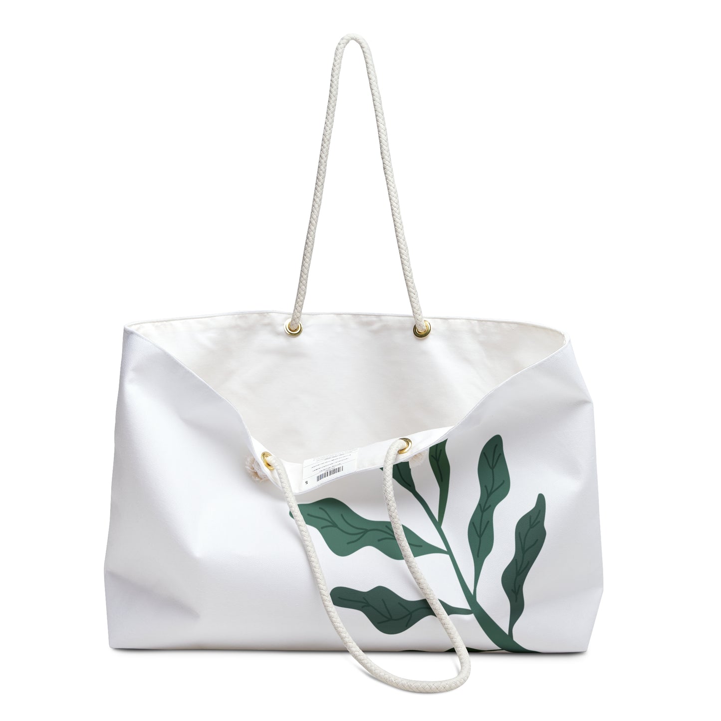 Green Leaf Weekender Bag - Oversized Travel Tote – Polyester – Rope Handles – 24" x 13"