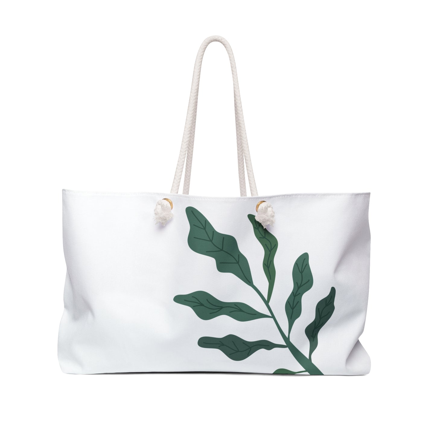 Green Leaf Weekender Bag - Oversized Travel Tote – Polyester – Rope Handles – 24" x 13"