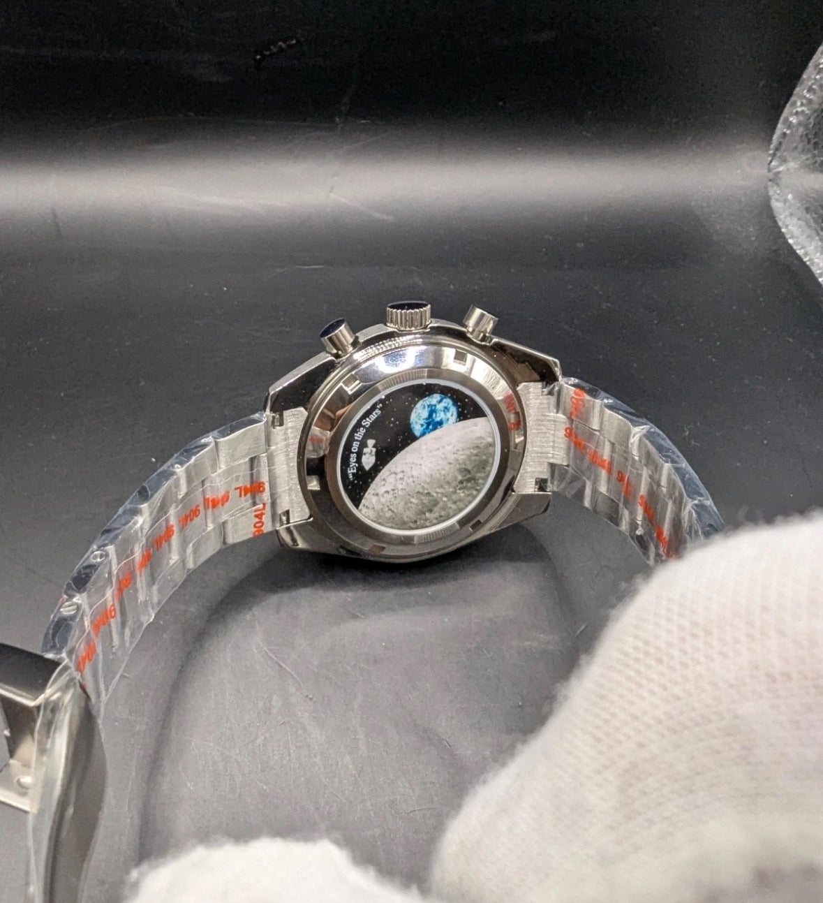 Omega Watch Snoopy Rare Custom Speedmaster Stainless-Steel Modification Black
