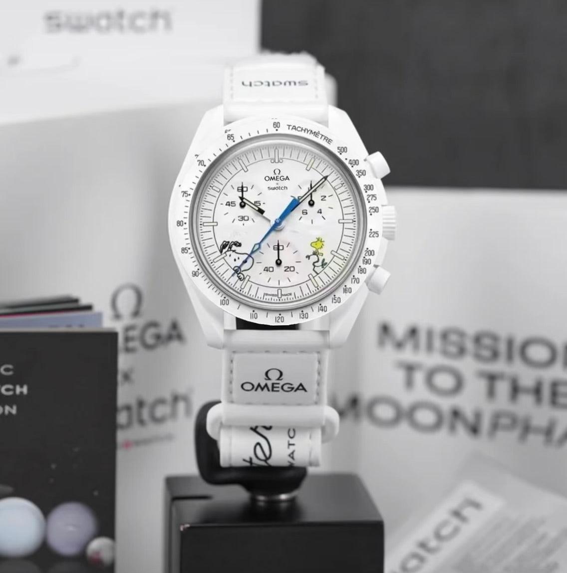Omega X Swatch Mission To The Moonphase Snoopy White Rare Limited * Blue Dial-95 Trends