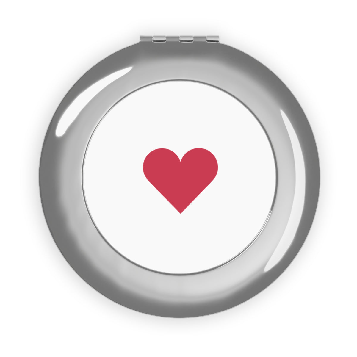 Compact Travel Mirror with Red Heart Design