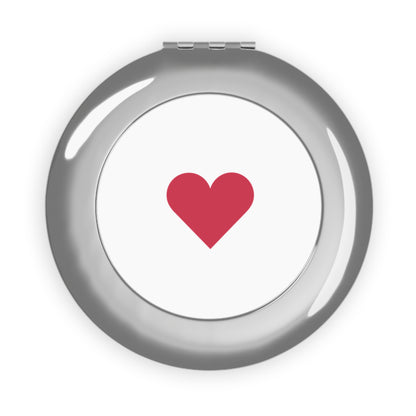 Compact Travel Mirror with Red Heart Design