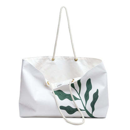 Green Leaf Weekender Bag - Oversized Travel Tote – Polyester – Rope Handles – 24" x 13"