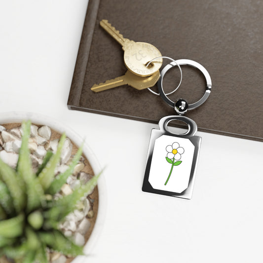 Dainty Daisy Rectangle Photo Keyring
