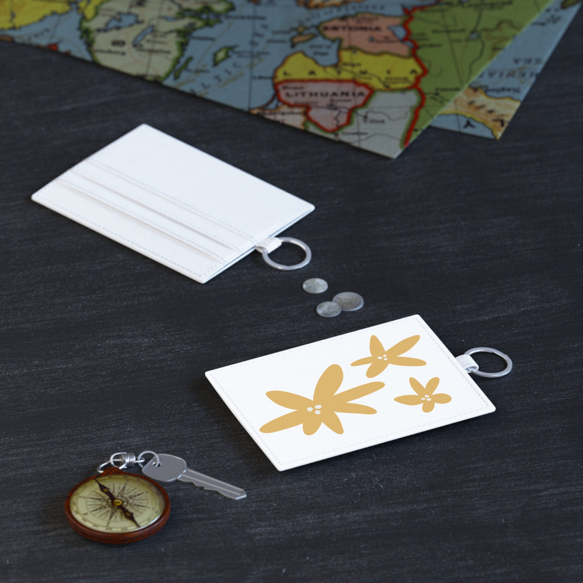Floral Yellow Flower Leather Card Holder