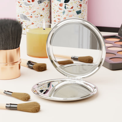 Compact Travel Mirror with Red Heart Design