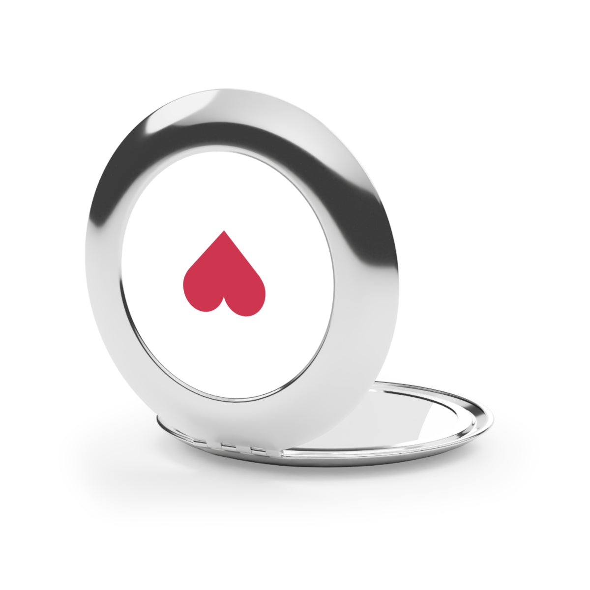 Compact Travel Mirror with Red Heart Design