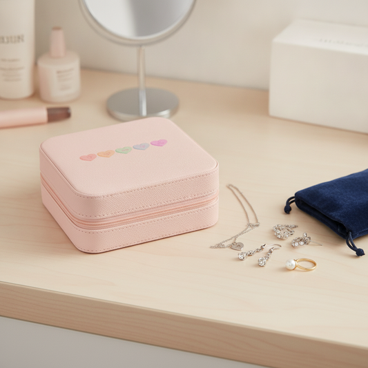 Pink Heart Jewelry Travel Case