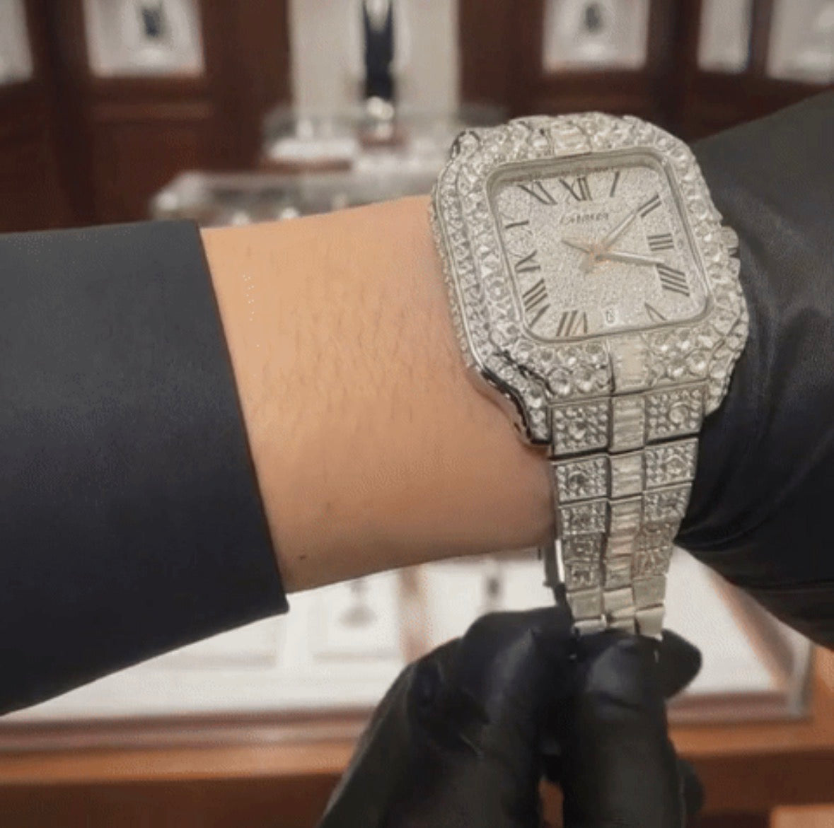 Diamond Cartier Watch, VVS1 Highest Quality Moissanite Luxury Watch