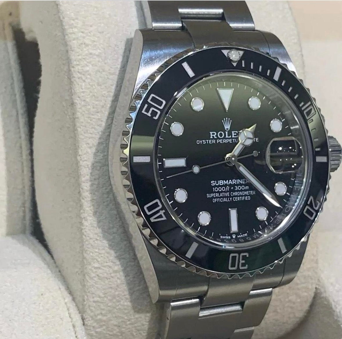 Rolex Submariner Black Luxury Men's Watch with Genuine Leather Box