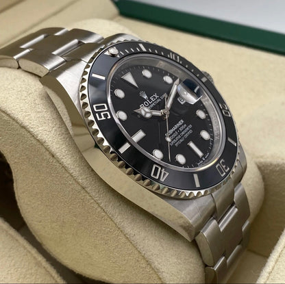 Rolex Submariner Black Luxury Men's Watch with Genuine Leather Box