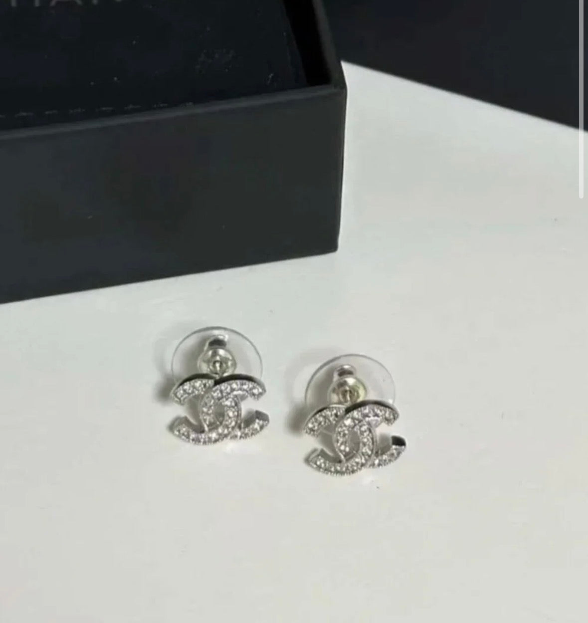 Chanel Earrings 925 Silver Women's Luxury Diamond Studs