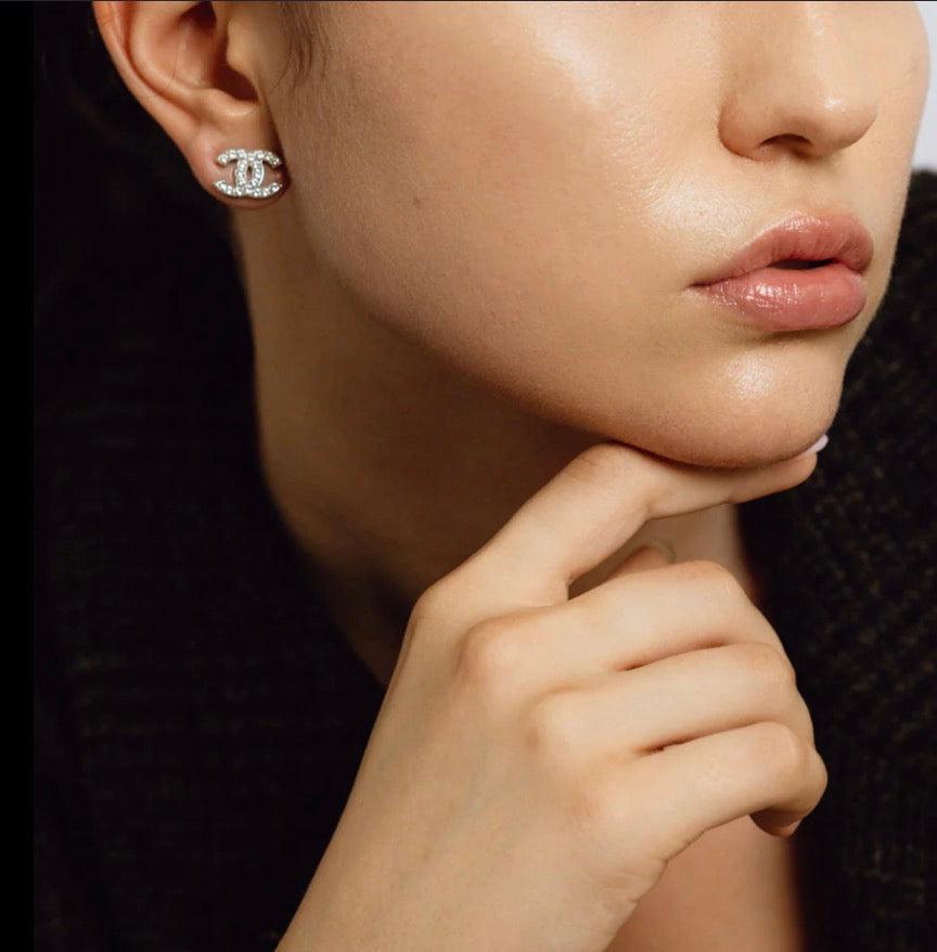 Chanel Earrings 925 Silver Women's Luxury Diamond Studs