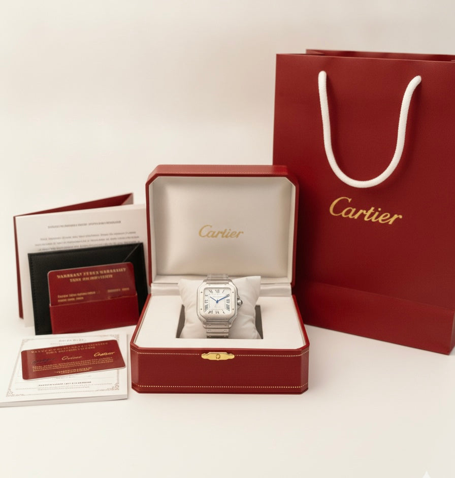 Cartier Santos Luxury Men's Watch with Box & Papers