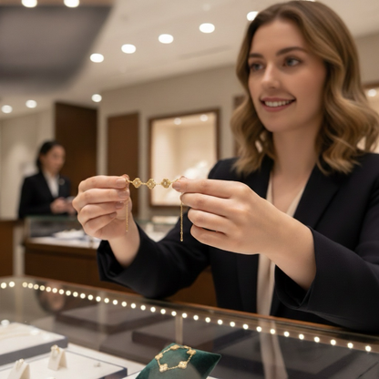 V Cleef Bracelet, Luxury 18k Gold Van Clover Bracelet