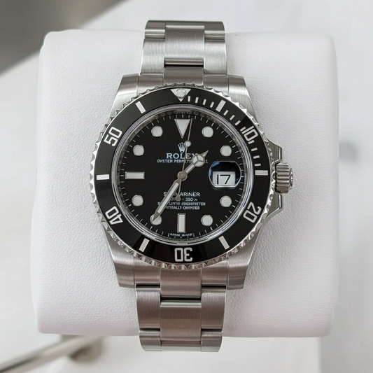 Rolex Submariner Black Luxury Men's Watch with Genuine Leather Box