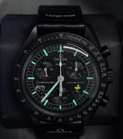 Omega X Swatch Woodstock, Snoopy Omega Moonwatch Rare Black