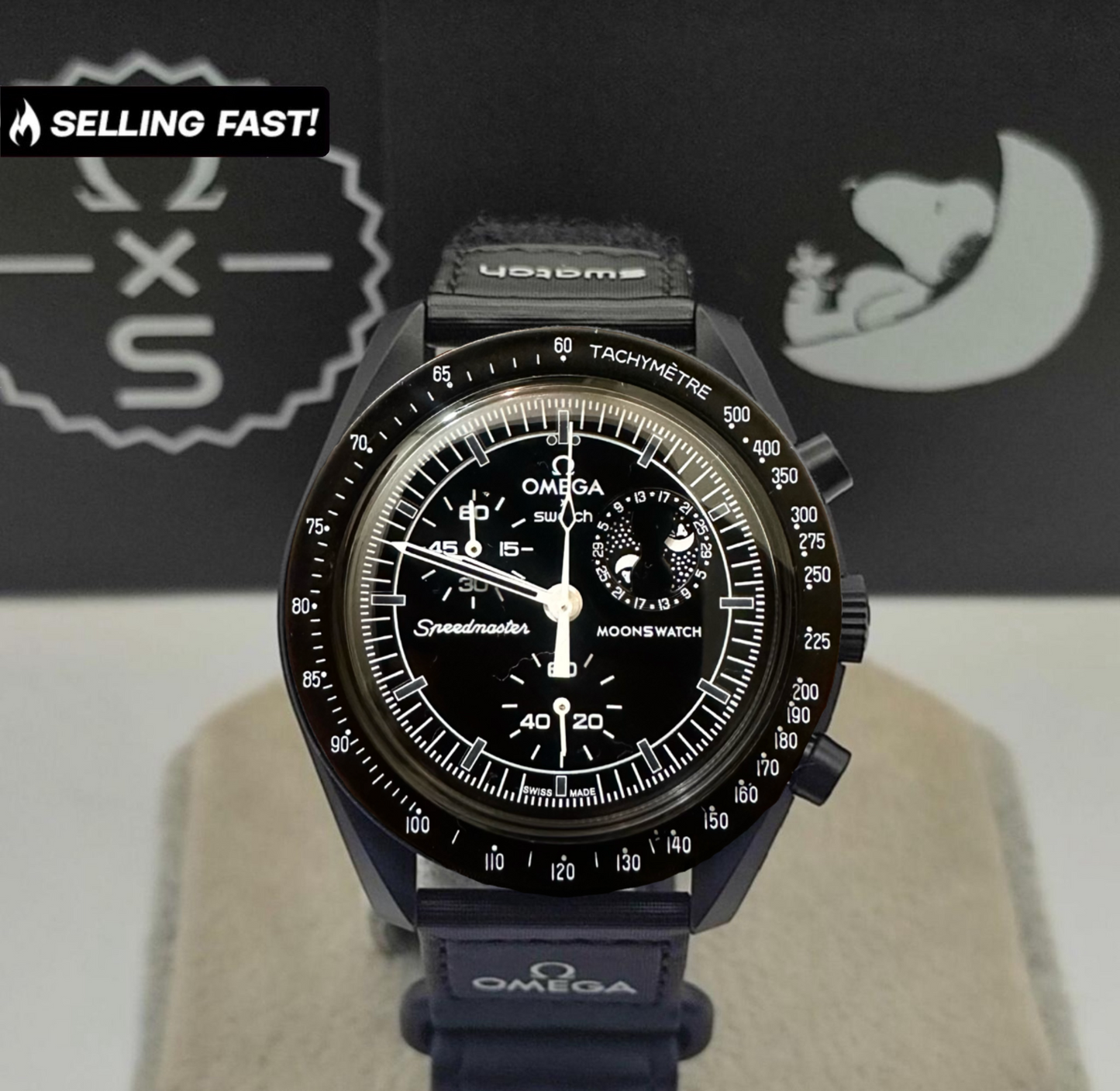 Omega Moonswatch Mission to the Moonphase, Snoopy Omega x Swatch Black