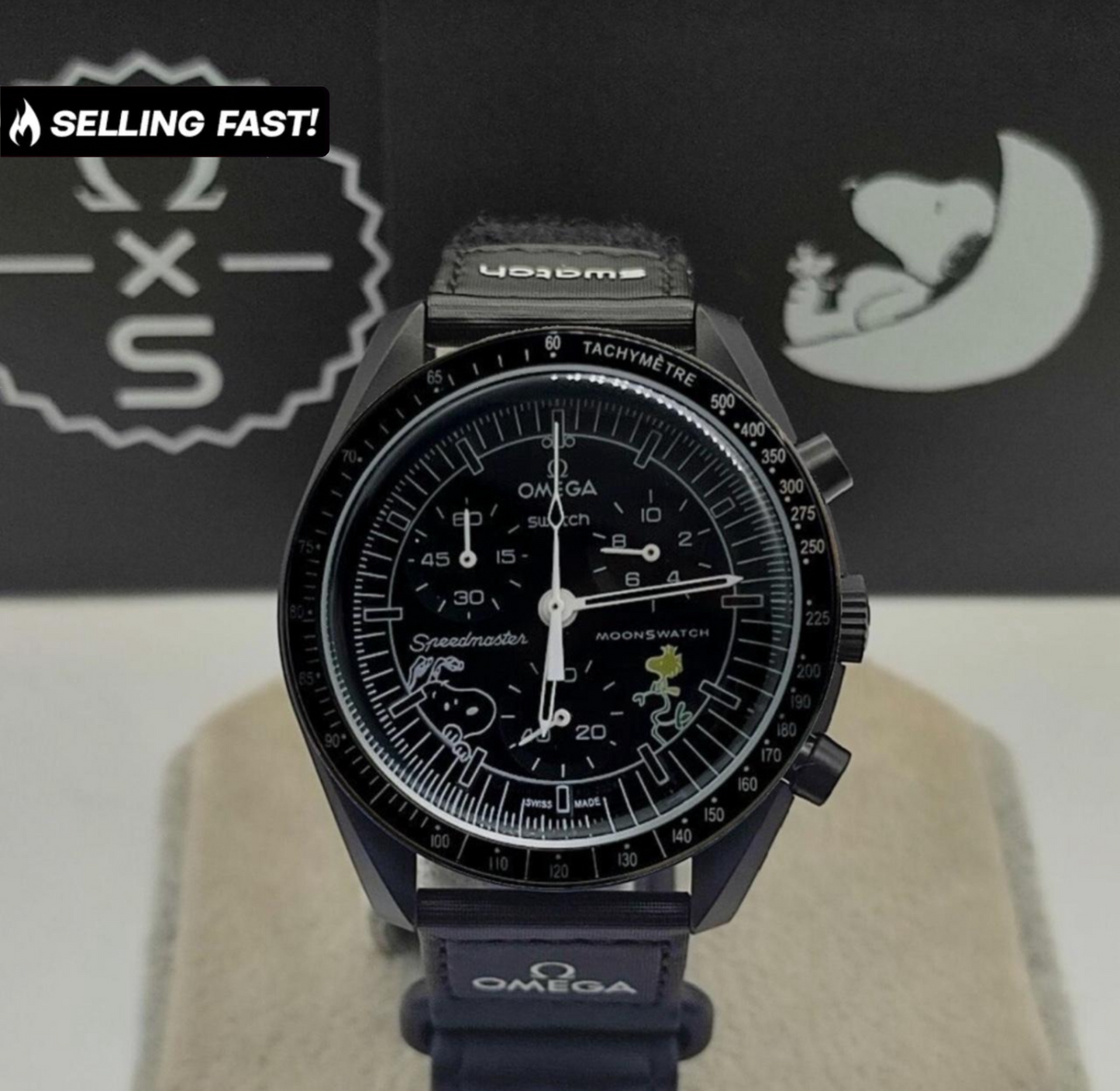 Omega X Swatch Woodstock, Snoopy Omega Moonwatch Rare Black