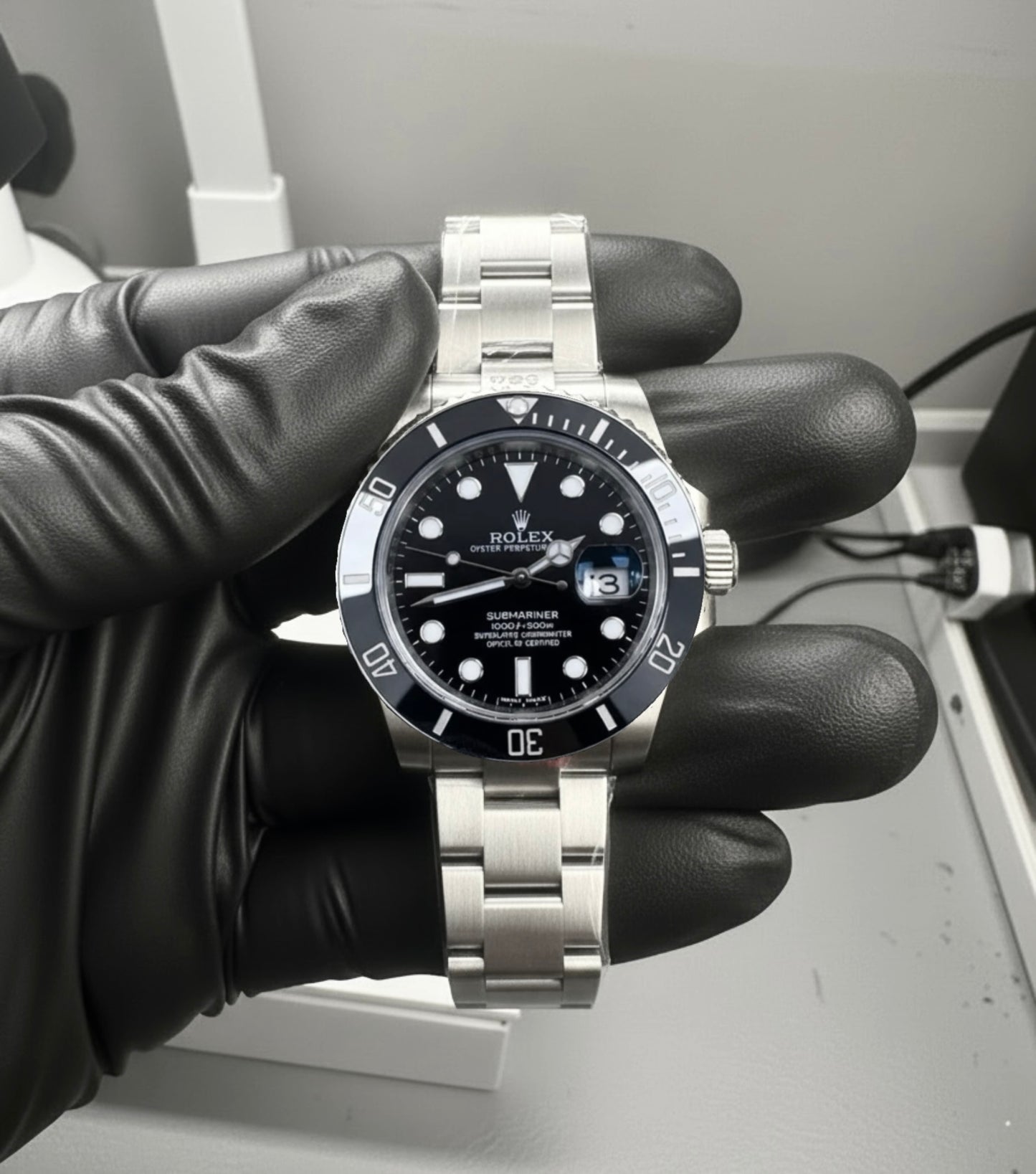 Rolex Submariner Black Luxury Men's Watch with Genuine Leather Box