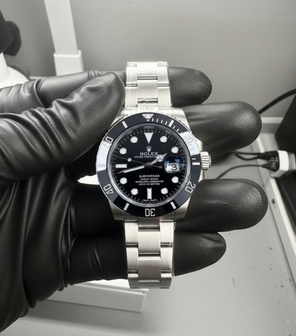 Rolex Submariner Black Luxury Men's Watch with Genuine Leather Box