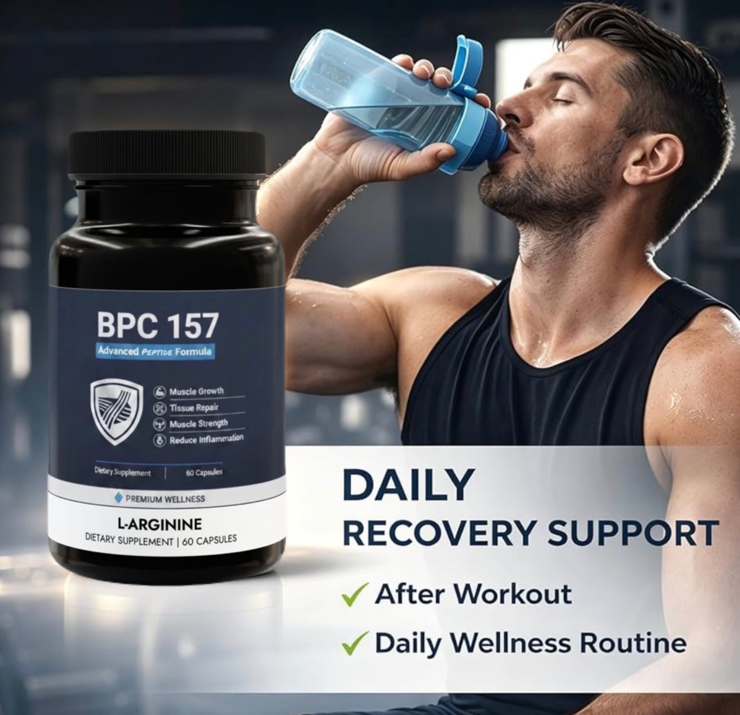 BPC 157 Peptide Capsules, 1000mg Supports Muscle Growth, Tissue repair (60 Count)